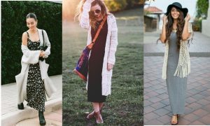Different ways to wear a sweater with a maxi dress