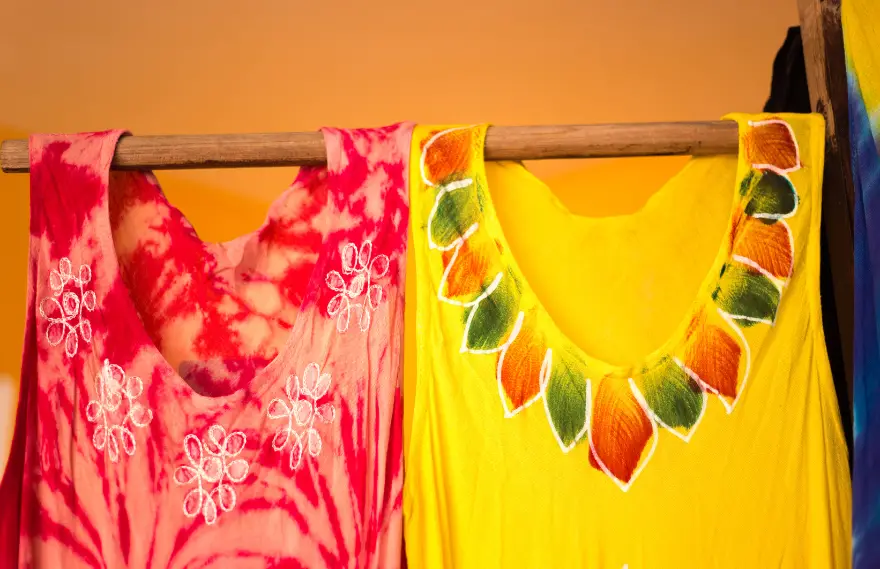 A yellow and red cotton maxi dresses